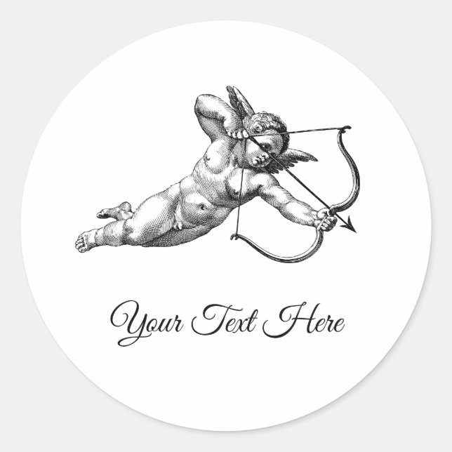 Vintage Cherub Cupid Love Sticker Label (Front)