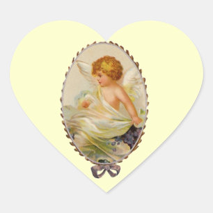 Vintage Cherub Heart Sticker
