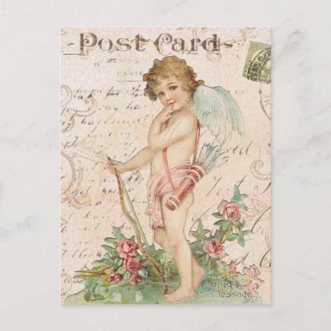 Vintage cherub Valentine postcard (Front)