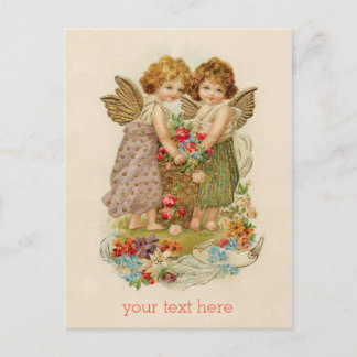 Vintage cherub valentine postcard + custom text