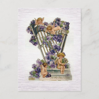 Vintage Cherub with Heart Postcard