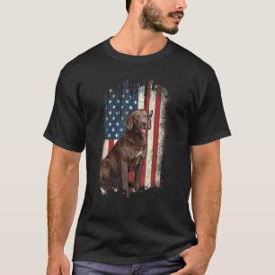 Vintage Chesapeake Bay Retriever American Flag Dog T-Shirt
