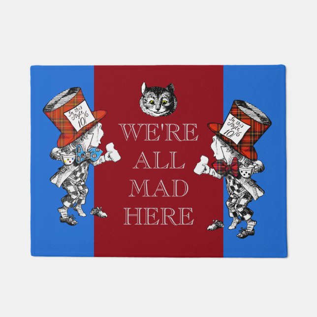 Vintage Cheshire Cat Mad Hatter Doormat (Front)