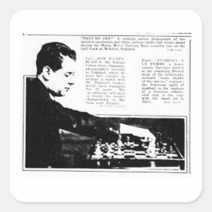Vintage Chess Game Capablanca Master Newspaper Square Sticker