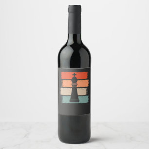 Vintage Chess Pieces Retro Wine Label