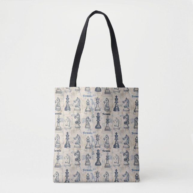Vintage Chess-Themed Tote Bag – Classic Strategy (Front)