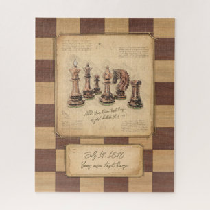 Vintage Chessboard & Chess Pieces, Player Gift Jigsaw Puzzle