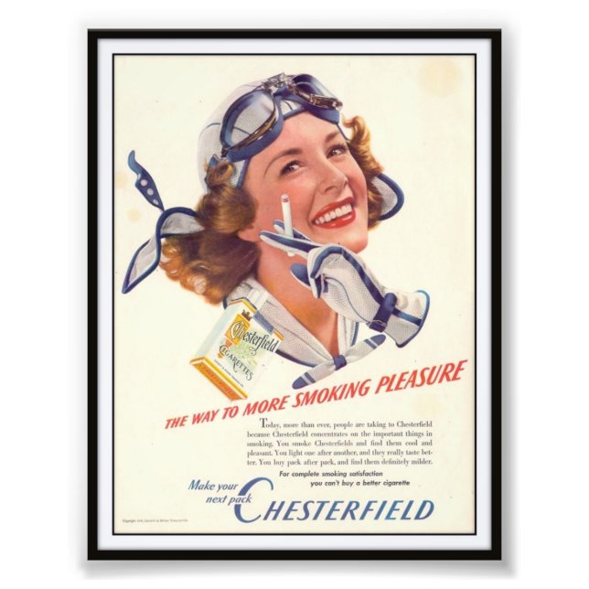 Vintage Chesterfield Cigarette Advertising 1940 Photo Print (Front)