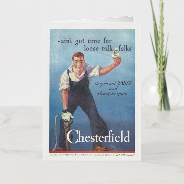 Vintage Chesterfield Cigarettes Advertisement Foil Greeting Card (Front)