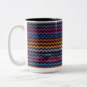 Vintage Chevron Wood #3 Two-Tone Coffee Mug