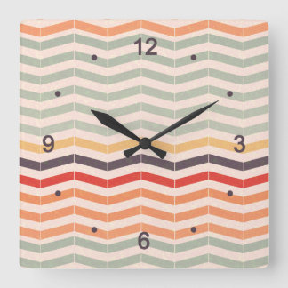Vintage Chevron Zigzag Stripes Square Wall Clock