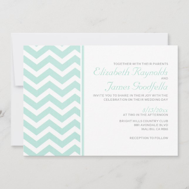 Vintage Chevron Zigzag Wedding Invitations (Front)