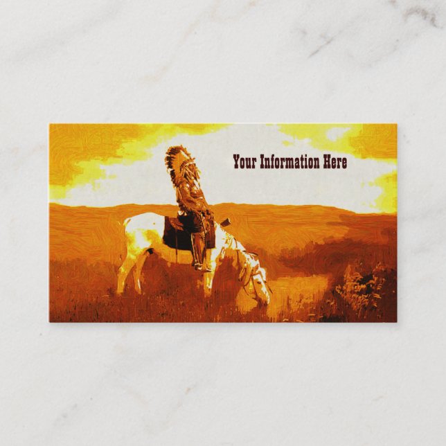 Vintage Cheyenne Warrior at Spring Business Card (Front)