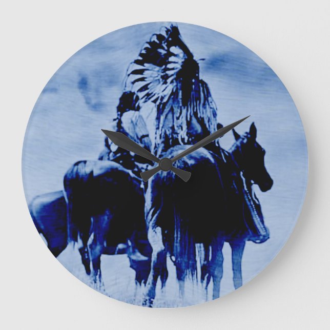 Vintage Cheyenne Warriors Round Wall Clock (Front)