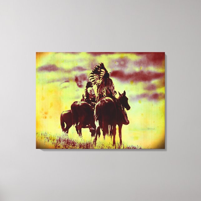 Vintage Cheyenne Warriors Wrapped Canvas Print (Front)