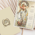 Vintage Chic Art Nouveau Wedding Menu Card<br><div class="desc">Add a touch of vintage charm to your wedding with this Vintage Chic Art Nouveau Wedding Menu Card. The front features a captivating illustration of a graceful woman holding a chalice, surrounded by intricate floral and botanical details in rich hues of gold, cream, and earthy greens. The back of the...</div>