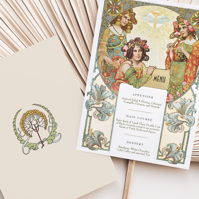 Vintage Chic Art Nouveau Wedding Menu Card (Creator Uploaded)