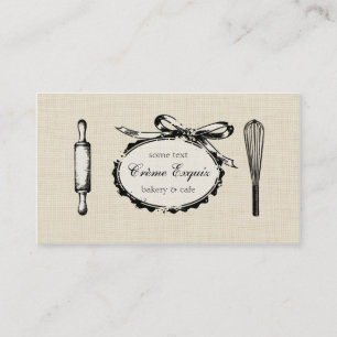 vintage chic baking bakery baker sweet bows business card