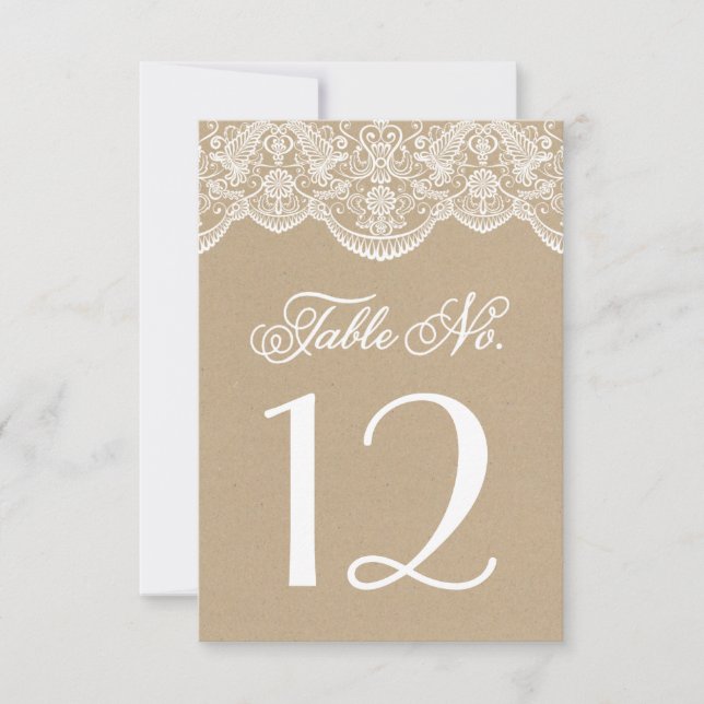 Vintage Chic Brocade Lace Table Number Cards (Front)