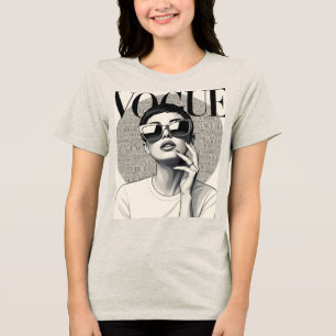 Vintage Chic Fashion Silhouette - Audrey Style Tri-Blend Shirt
