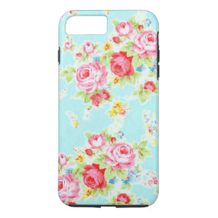 Vintage chic floral roses blue rose flowers shabby Case-Mate iPhone case