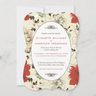 Vintage Chic Floral Wedding Invitation