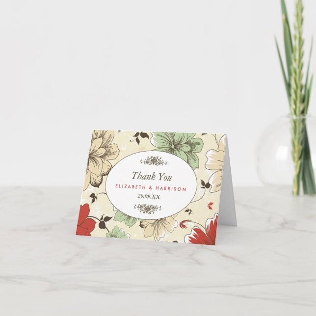 Vintage Chic Floral Wedding Thank You (Front)