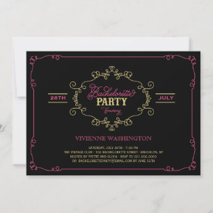 Vintage Chic Flourish Bachelorette Party Invite