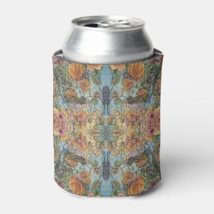 Vintage Chic Flower Garden Watercolor Painting  Can Cooler