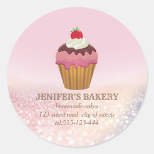 Vintage chic glittery Homemade cupcakes and sweets Classic Round Sticker