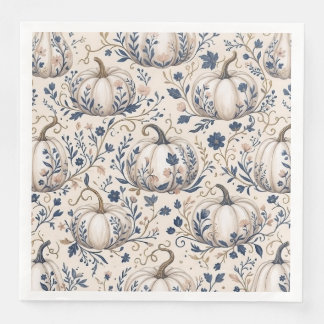 Vintage Chic Ivory Pumpkin Chinoiserie Floral Napkin