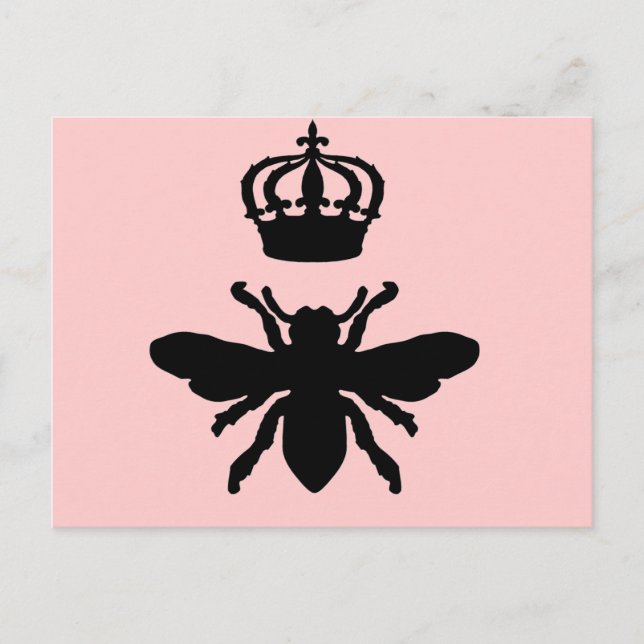 Vintage Chic Queen Bee Silhouette Postcard (Front)