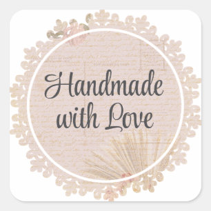 Vintage Chic Thank You Beige Luxe Aesthetics Square Sticker