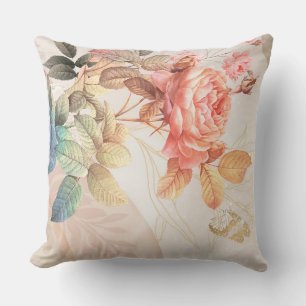 vintage  chic watercolor  Floral Cushion