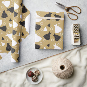 Vintage Chic Wedding Gown Pattern Wrapping Paper