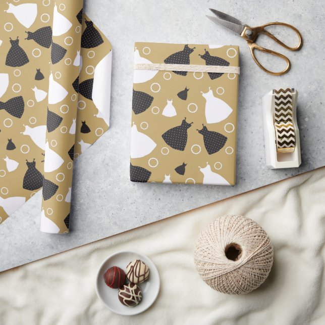 Vintage Chic Wedding Gown Pattern Wrapping Paper (Crafts)