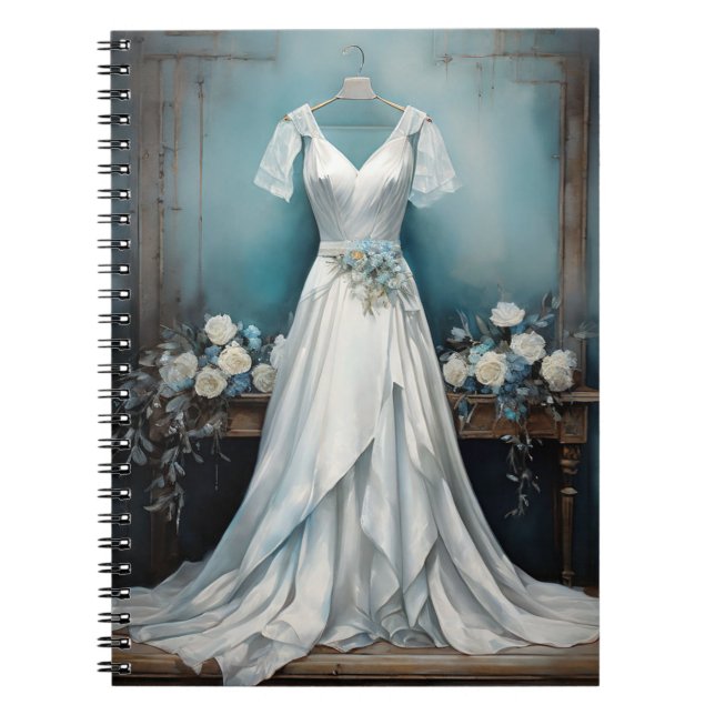  Vintage Chic White Dress Wedding Notebook (Front)