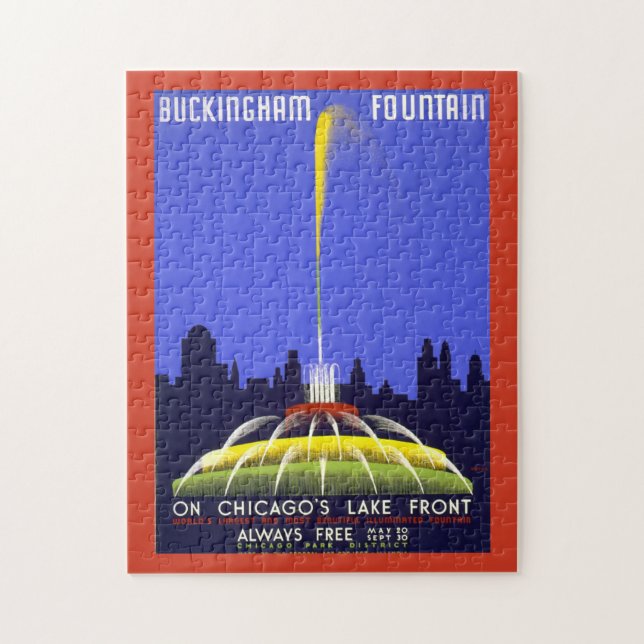 Vintage Chicago Buckingham Jigsaw Puzzle (Vertical)