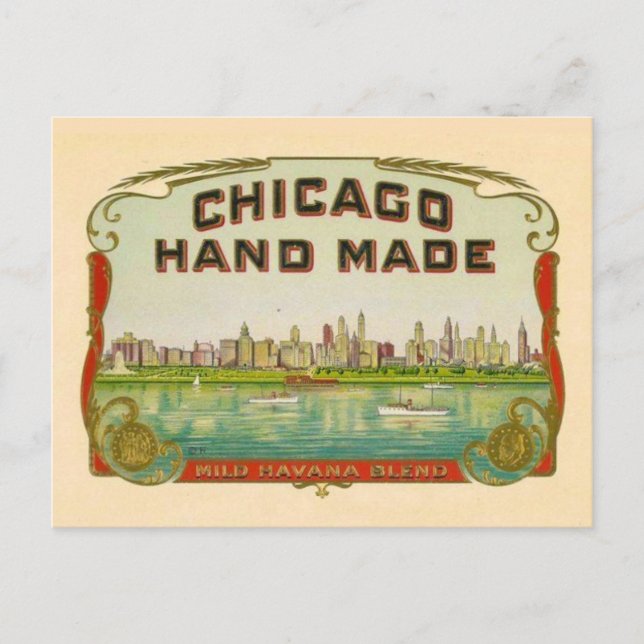 Vintage Chicago Cigar Label Postcard (Front)