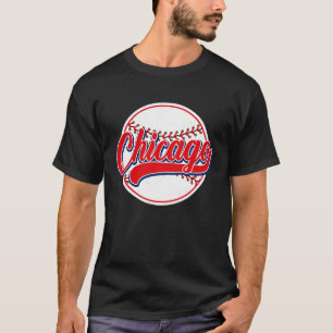 Vintage Chicago Cityscape Baseball For Men Women T-Shirt