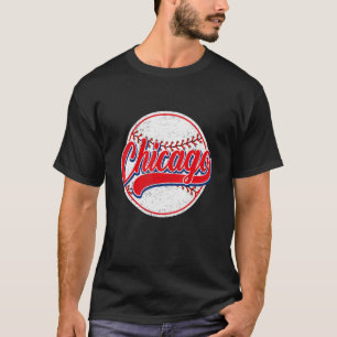 Vintage Chicago Cityscape Baseball For Men Women T-Shirt
