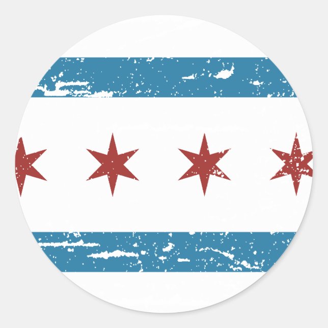 Vintage CHICAGO Flag Classic Round Sticker (Front)