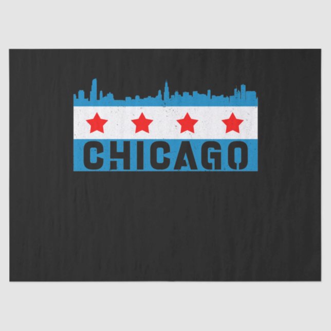 Vintage Chicago Flag Skyline Tissue Paper (Front)
