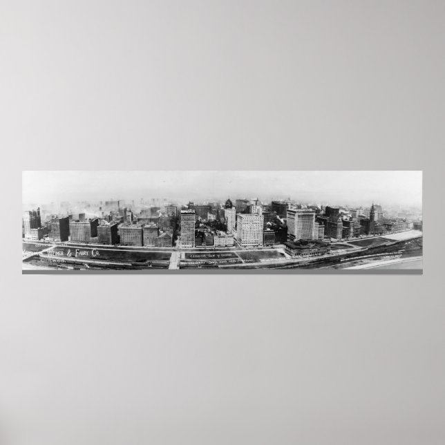 Vintage Chicago Illinois 1911 From Aeroplane Poster (Front)