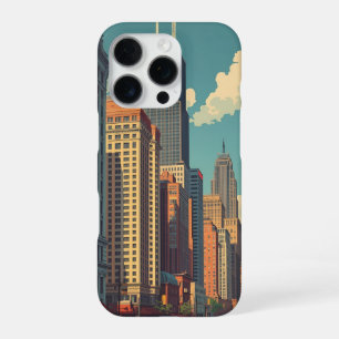 Vintage Chicago Illinois City Skyline Retro Travel iPhone 16 Pro Case
