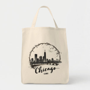 Vintage Chicago Illinois City Skyline Retro Travel Tote Bag