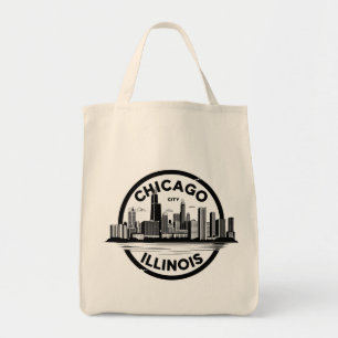 Vintage Chicago Illinois City Skyline Retro Travel Tote Bag