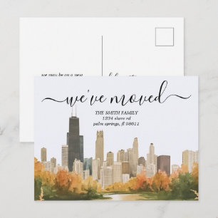 Vintage Chicago Illinois Skyline Move Announcement Postcard