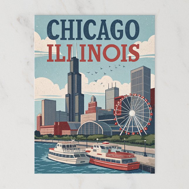 Vintage Chicago Illinois Skyline Postcard (Creator Uploaded)