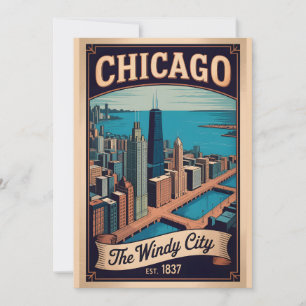 Vintage Chicago Illinois Windy City Retro Travel Holiday Card